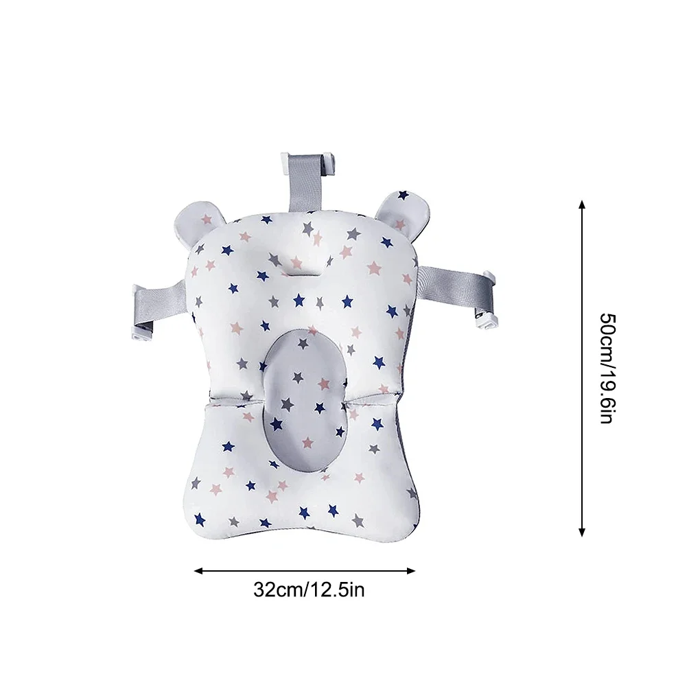 Baby Bath Seat Support Mat Foldable Baby Bath Tub Pad & Chair Newborn Bathtub Pillow Infant Anti-Slip Soft Comfort Body Cushion