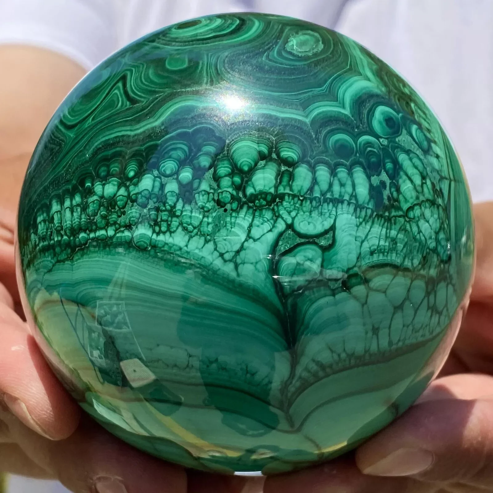 Natural Green Malachite Ball, Quartz Crystal Ore Ball, Mineral Reiki Healing, Wealth, Energy Crystal Ball
