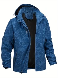 Men's Casual Lightweight Waterproof Windbreaker Jacket, Full Zip Up Hooded Shell Outdoor Hiking Coat For Autumn Size