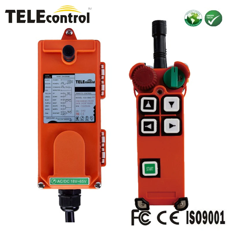 

Telecontrol F21-4D series 4 double speed press buttons industrial wireless remote control system