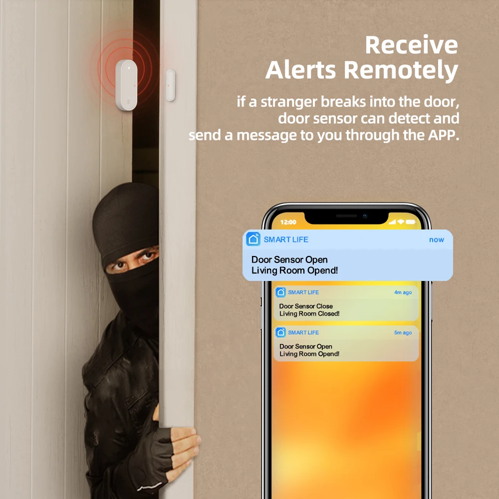 Sensore porta AVATTO Tuya Zigbee, batteria al litio Smart Door Window rilevatori aperti/chiusi, Smart Home Work per Alexa, Google Home