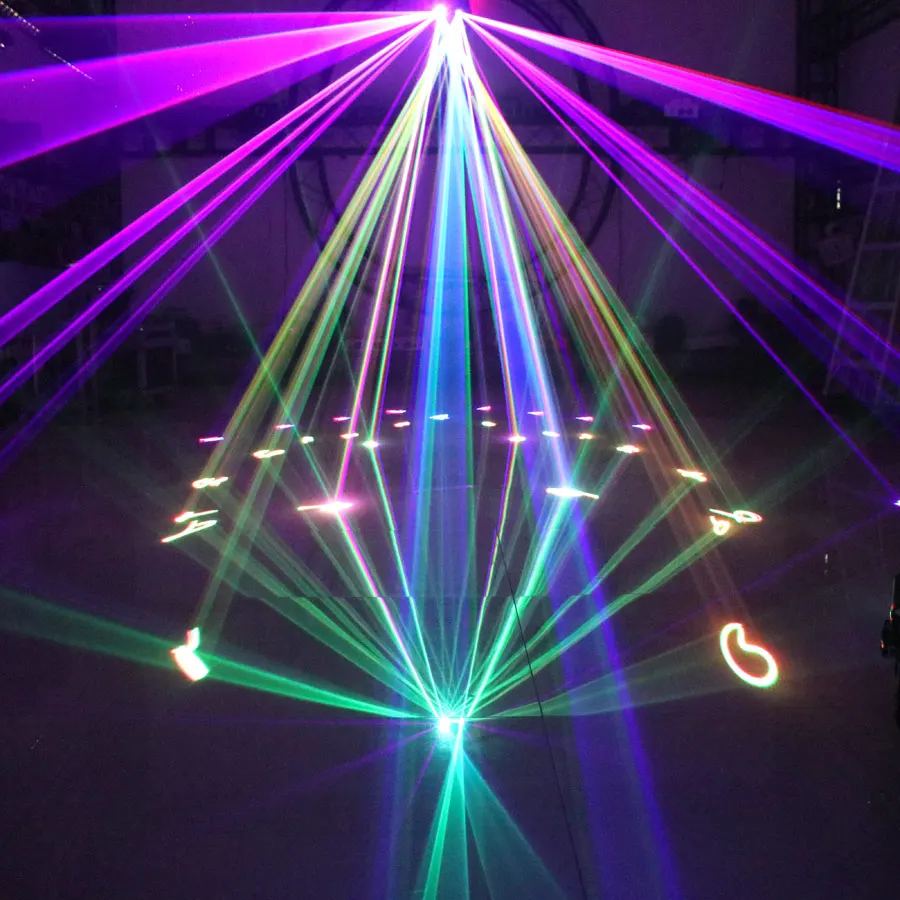 ESHINY 4 Lens 1W RGB Laser Scans Beam Light DJ Disco Lines Projector DMX512 Dance Bar Holiday Party Christmas Stage Show X3D2