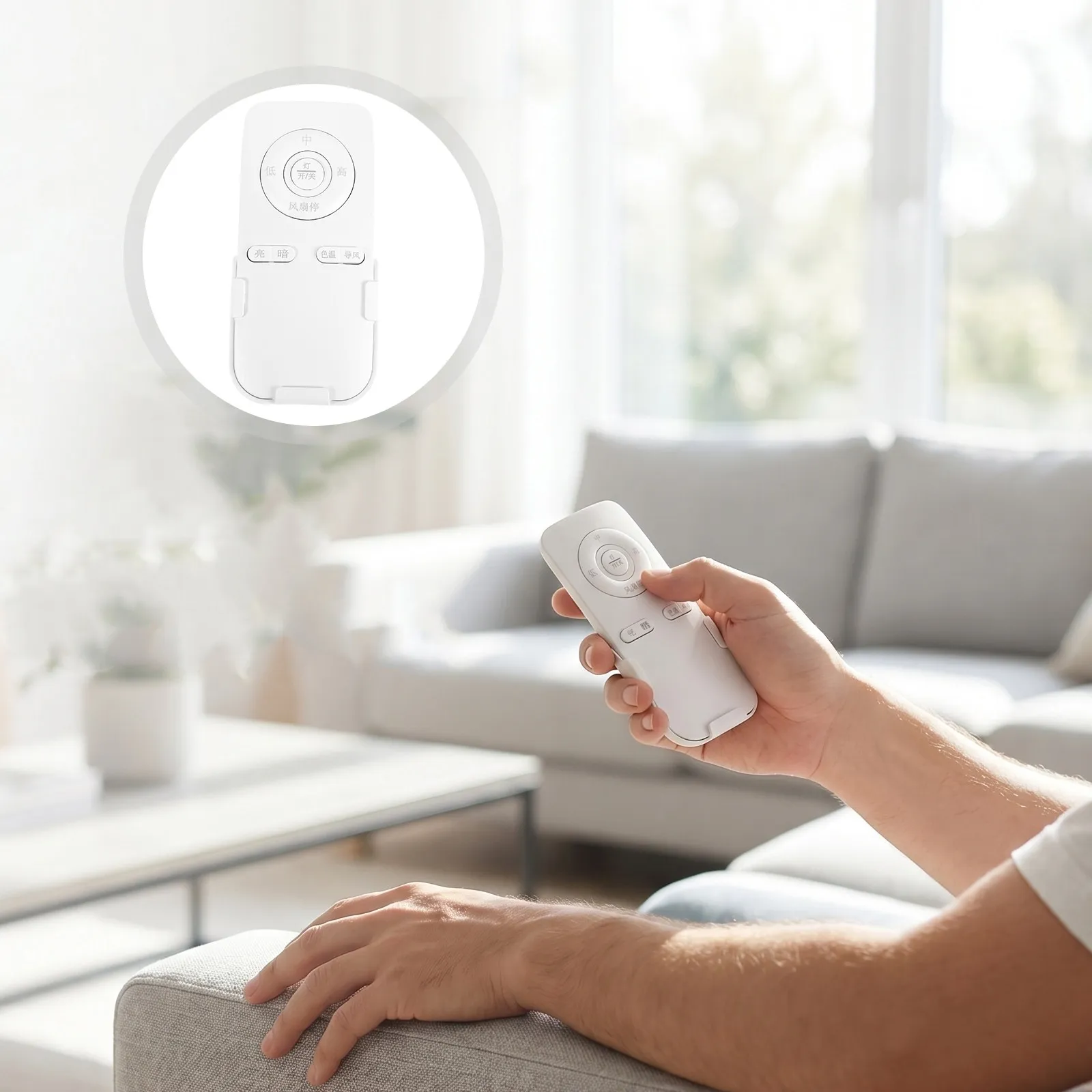 Fan Light Remote Ceiling Fans 3-Speed Plastic White Handheld Transmitter Dimmer Speed Adjustable for Living Room Bedroom Kitchen