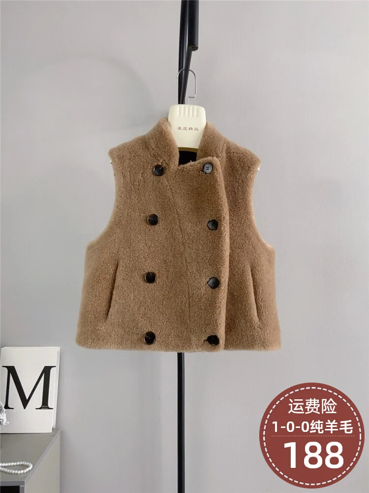 Pure wool short vest, small stature, lamb wool, sheep shearing, composite fur, coat, temperament, autumn and winter