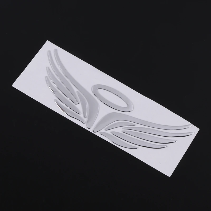 3D Chrome Angel Wing Sticker Decal Auto Car Emblem Decal Decoration Color Silver