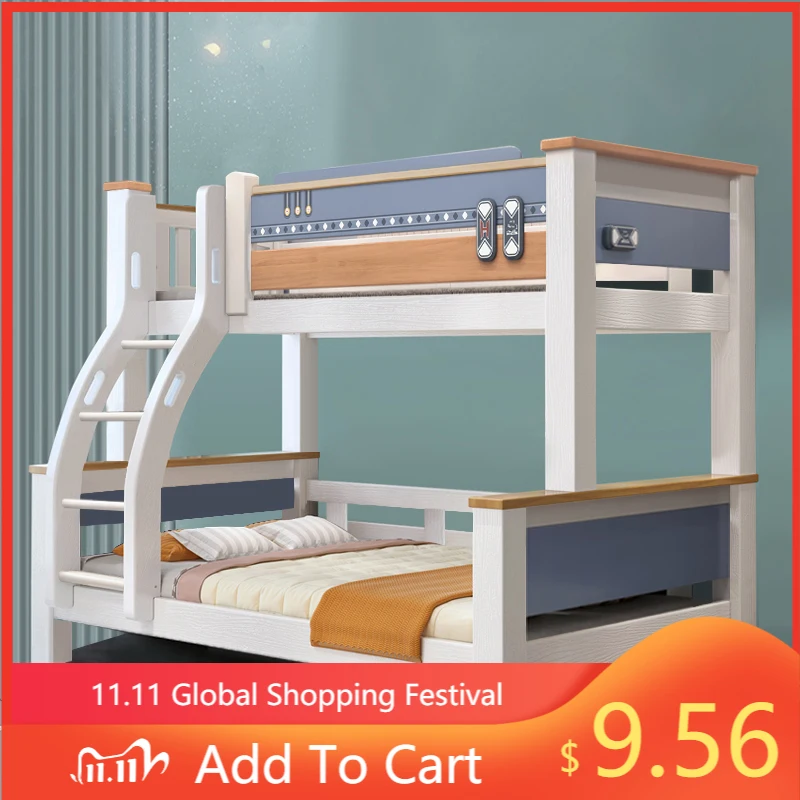 

Modern Children Bed Bedroom Furniture Solid Wood and Bunk Bed for Kids Bed Blue for Boy