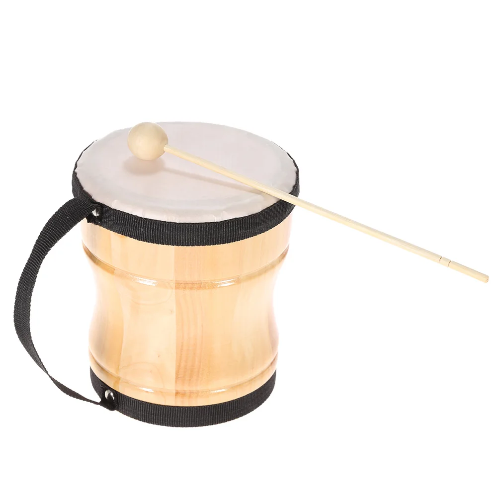 

Kids Children Wood Hand Bongo Drum Musical Toy Percussion Instrument with Stick Strap, Wood + Synthetic Sheepskin Material,