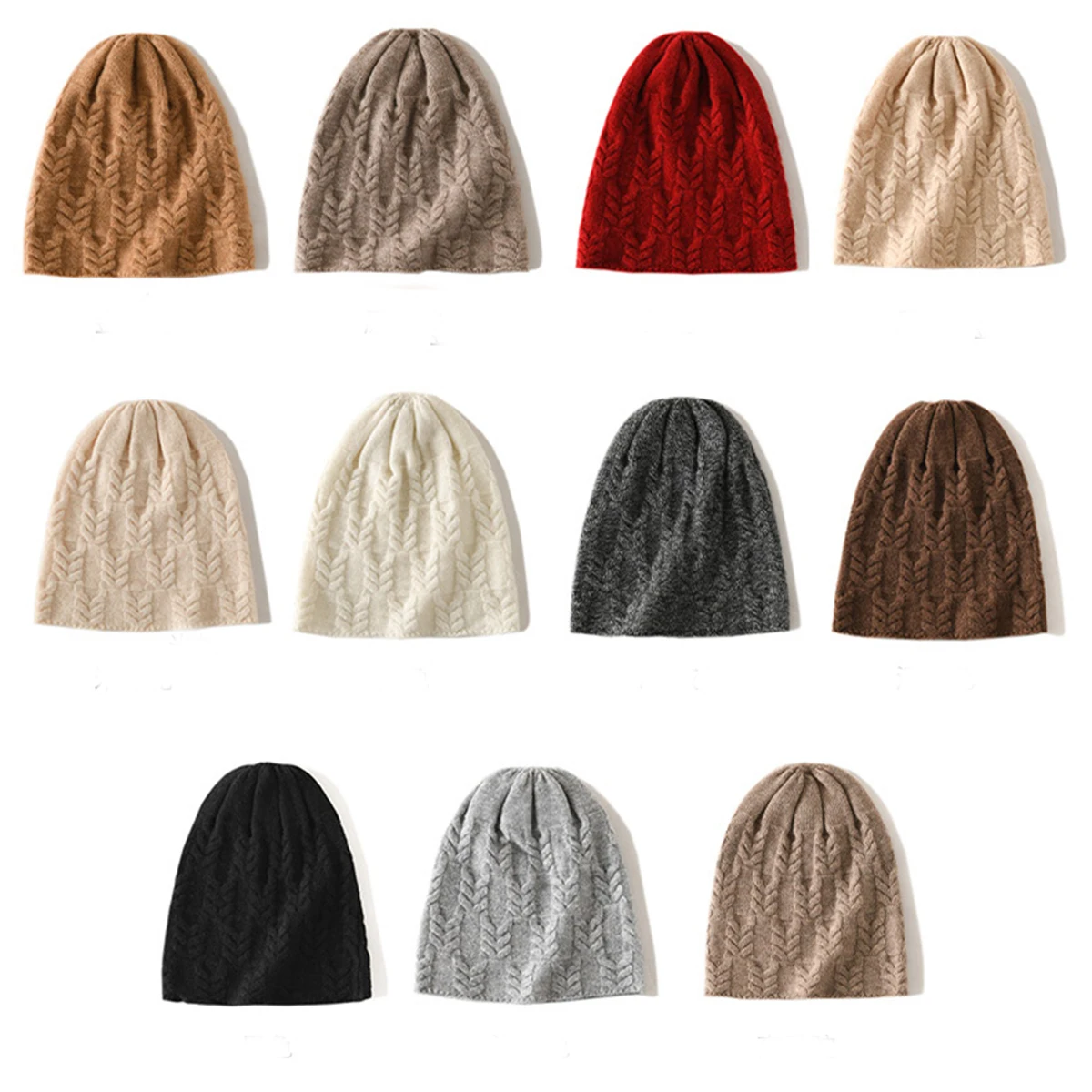 100% Goat Cashmere Knitted Beanies for Women Winter Warm Soft Skullies Hat For Girl Gorros Autumn y2k Fashion Korea Bonnet Cap