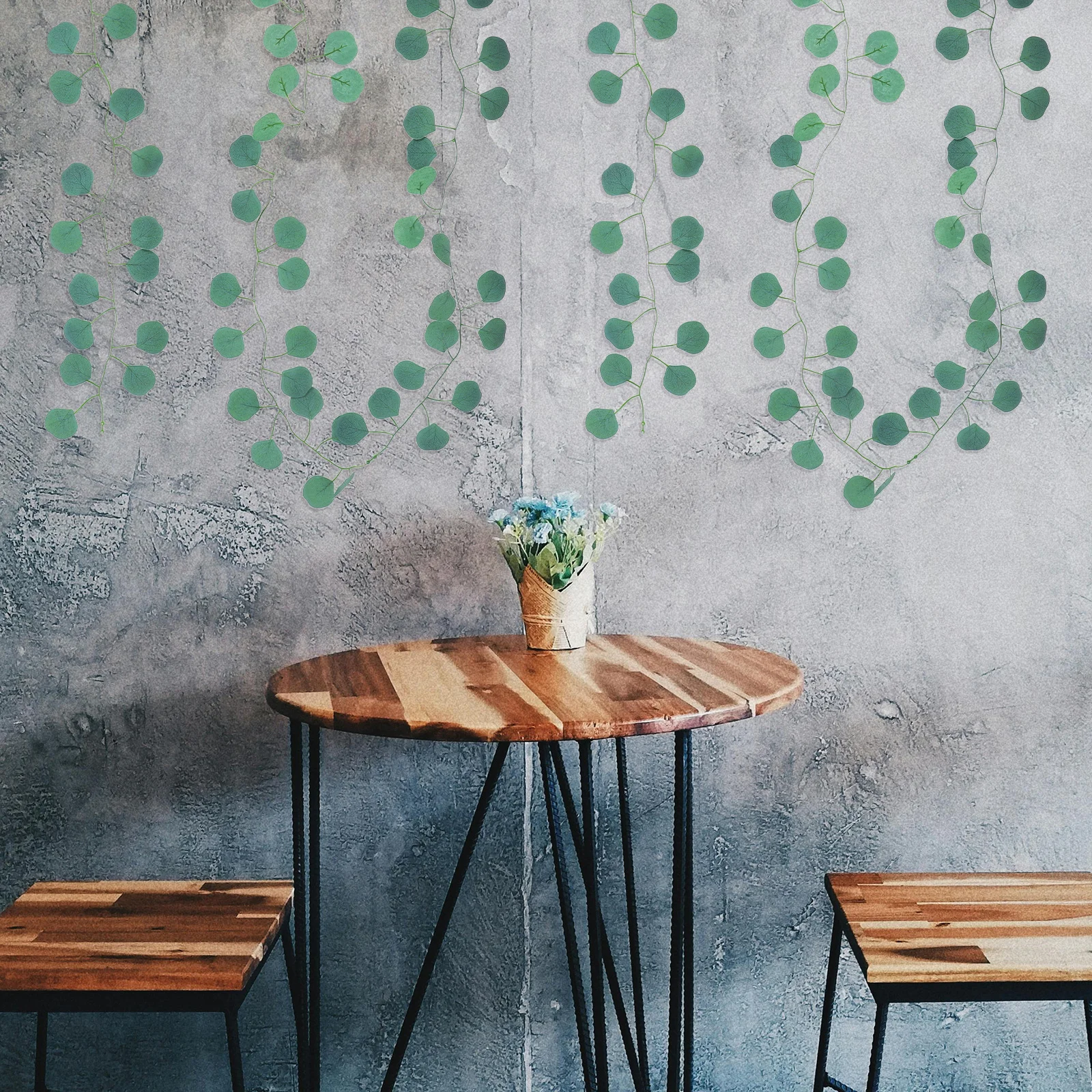 

1Set Simulation Eucalyptus Leaf Fake Vine Realistic Artificial Greenery Garland Reusable Waterproof Decoration for Home Wedding