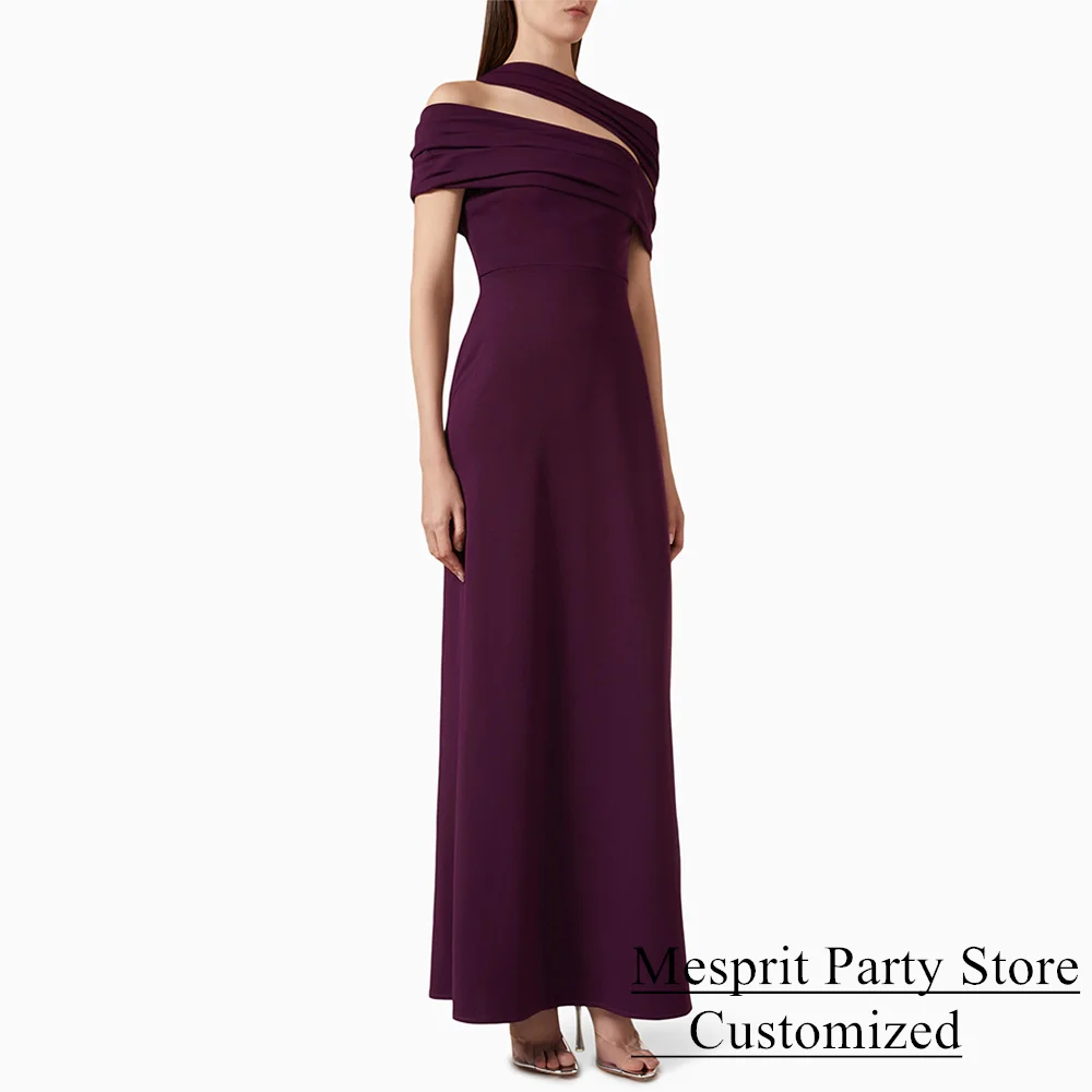 

Purple Prom Dress 2025 Customized Off The Shoulder Simple Ankle Length Saudi Arabic Evening Gown Special Occasion Dresses