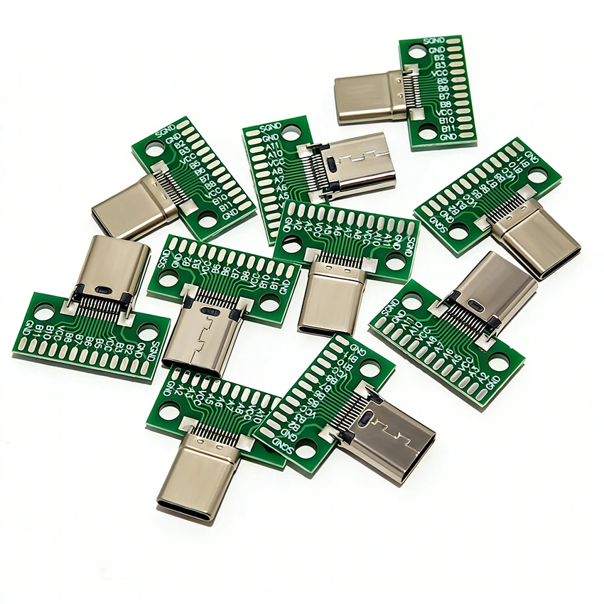 

Type C Connector 24P Female Male Plug Receptacle with Test Board for Current Testing PCB Adapter USB Clamp Board Soldered