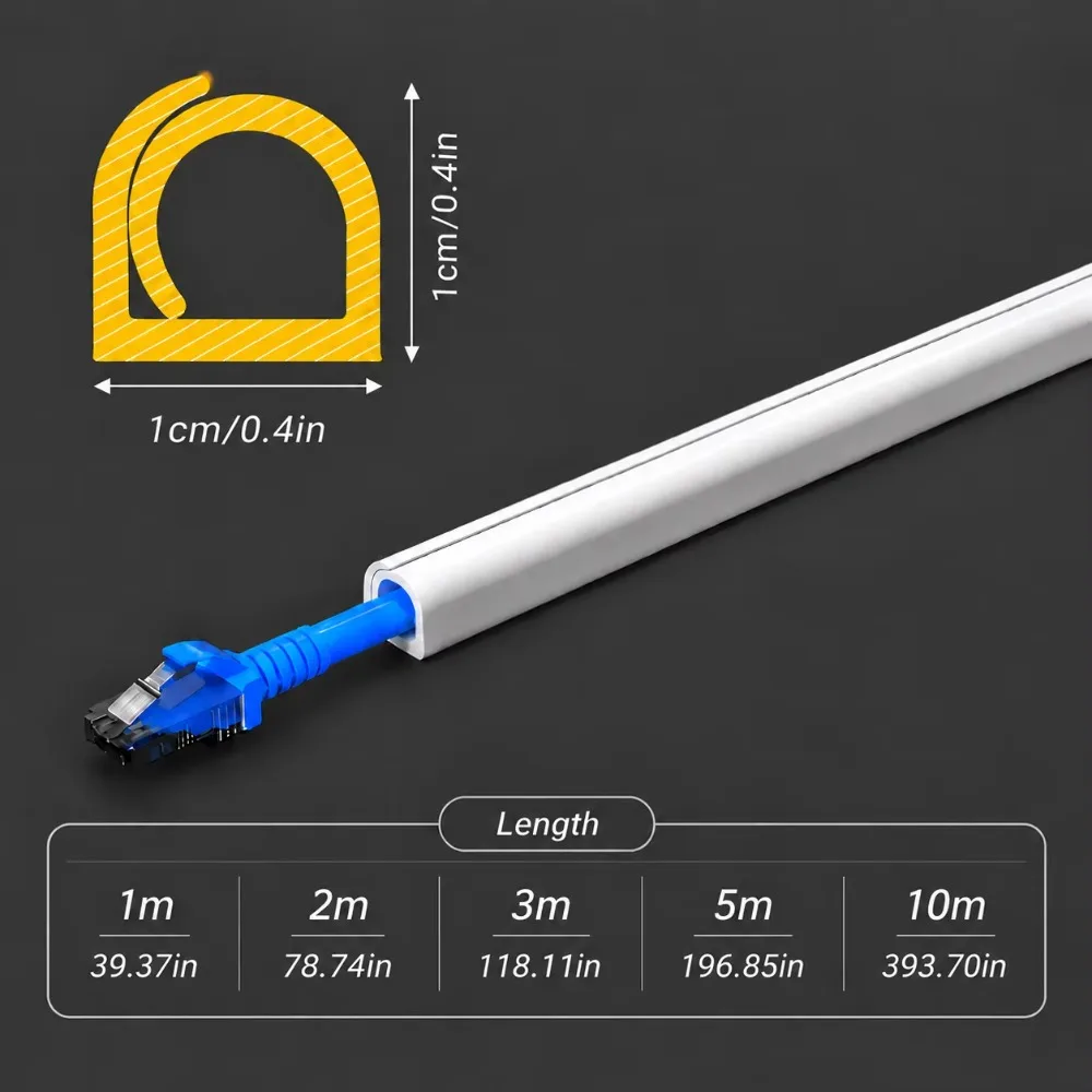 1PC 1/2/3/5/10M PVC Cable Hider Self Adhesive Wire Cover, Slim Invisible Cord Raceway for Wall Desk TV HDMI Cable Management