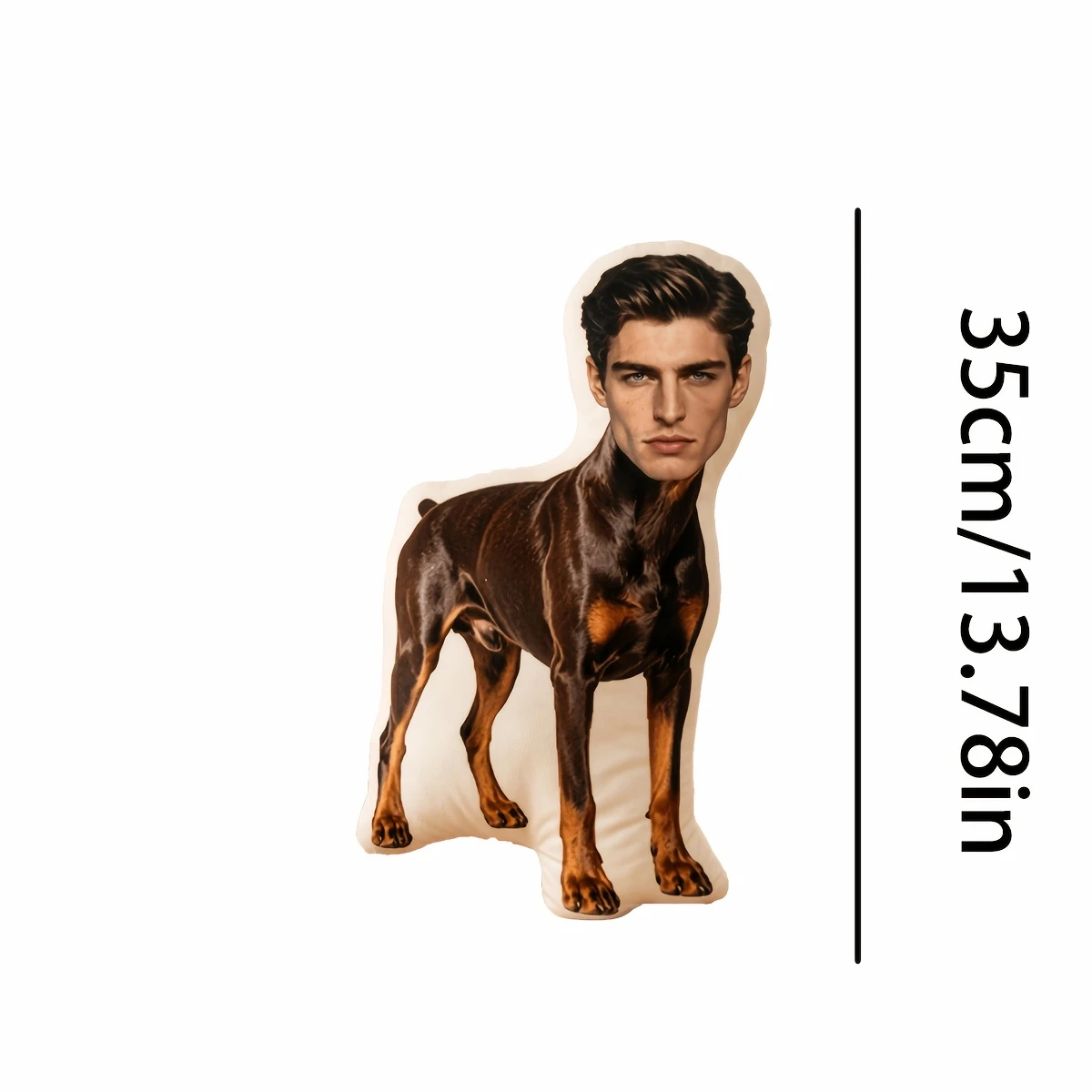 Niche Playful Creative Pillow. Print Your Face on a Doberman! This Quirky And Weird Pillow, a Ous Combination of Human Face And