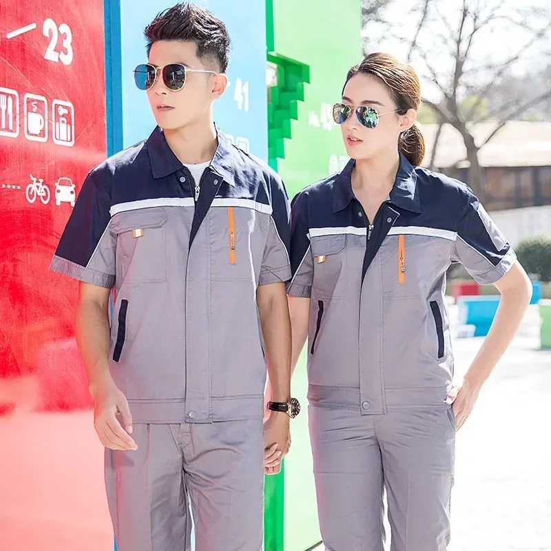 Breathable Women Car Workshop Coveralls Work Repair Thin Summer Workwear Reflective Clothes Men Working Uniforms Suit Factory