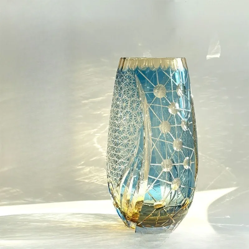 Crystal vase antique handmade products carving rosewood, ebony, white pear