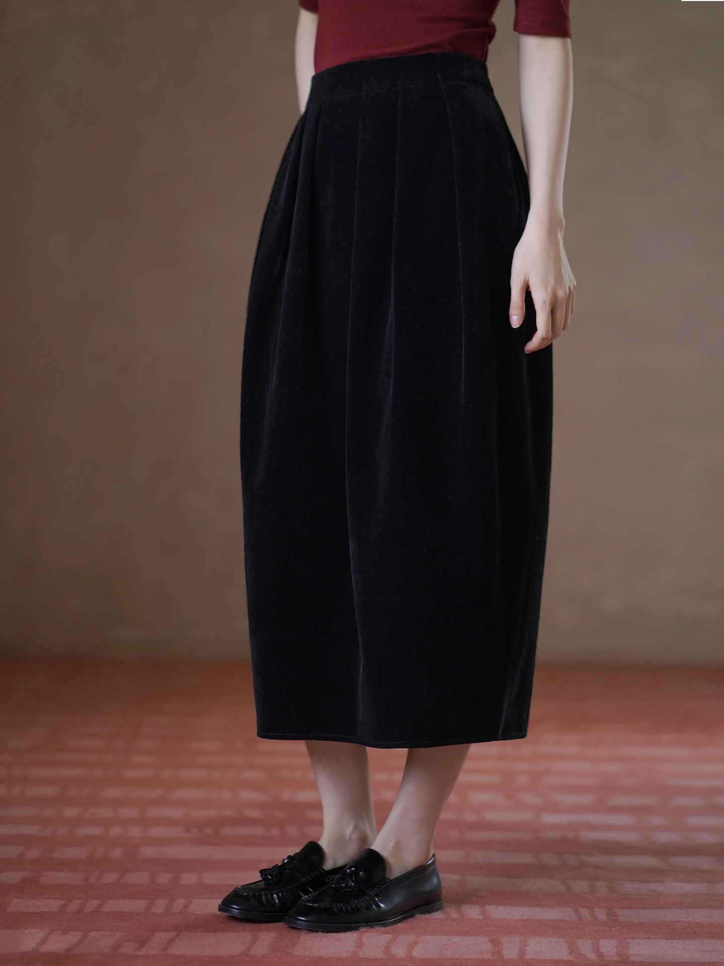 Elegant Velvet High Waist 3D Blooming Skinny Commuter Skirt Youthful Chic Home City Casual Walking Shopping Leisure Skirt