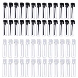 50Pcs 1ml/2ml/3ml Empty Mini Glass Perfume Bottles Sample Vials With Plastic Rod Caps Containers For Essential Oils Aromatherapy