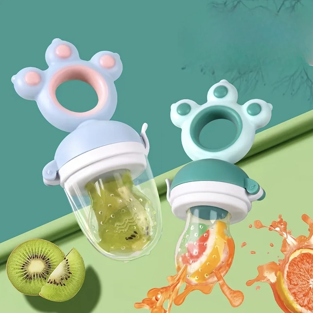 Rotate Push-Type Fruit Feeder Teether Cute Paw Baby Food Feeder Silicone Fresh Food Feeder Pacifier Baby Toddlers Teething Toy