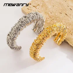 Mewanry Lines Weave Texture Cuff Bracelet For Women Couple New Trendy Creative Hip Hop Heavy Industry Vintage Party Jewelry Gift