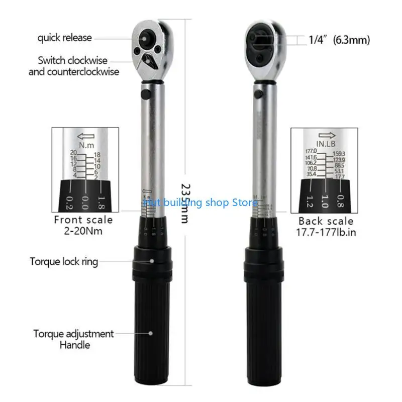 

T21C Torque Wrench Set Bike Outdoor Tools 2-20Nm Torque Mechanically Adjustable Preset Torque Detection Tool