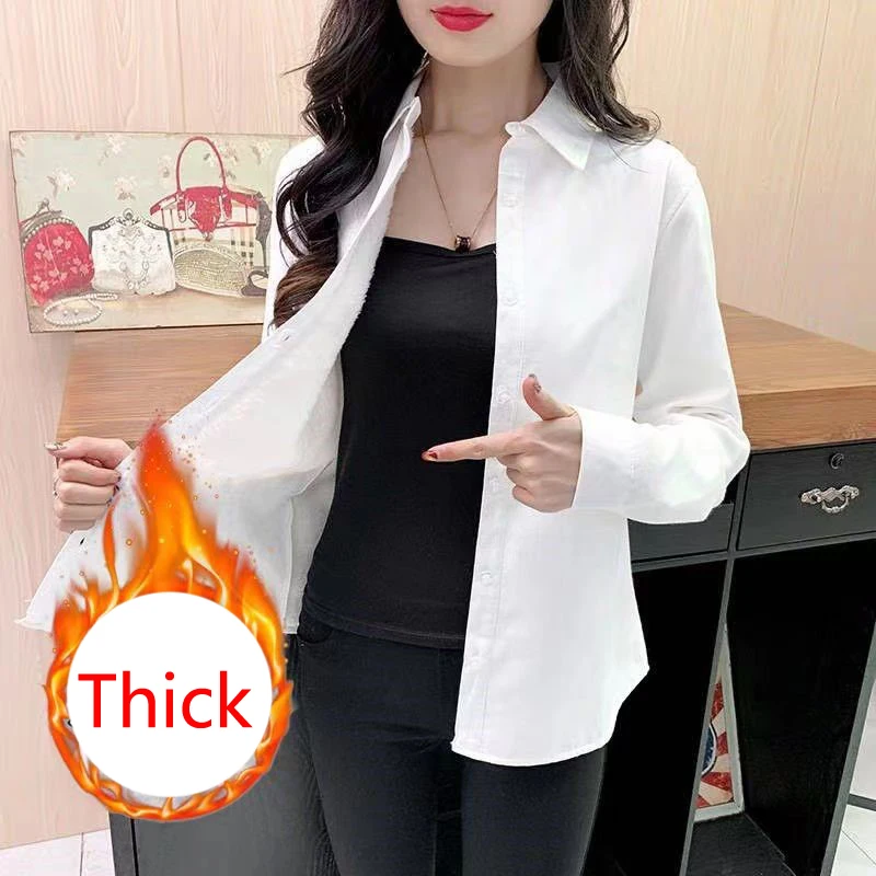 Thicken Shirt Jacket Autumn Winter Student Coat Tops New Long-Sleeved Coat Women Fashion Warm Bottoming Shirt Female NS5820