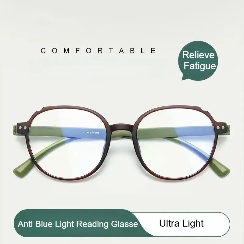 Green Round Frame Ultra-Light Reading Glasses Women Blue Light Blocking Computer Glasses Presbyopia Eyeglass Cheaper Glasses