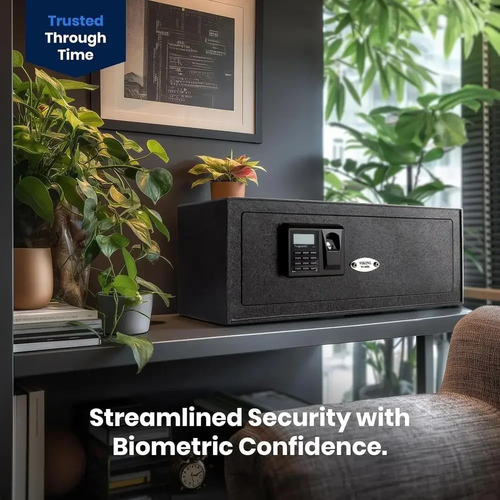 Extra Wide Heavy Duty Laptop Safe with Biometric Fingerprint Access