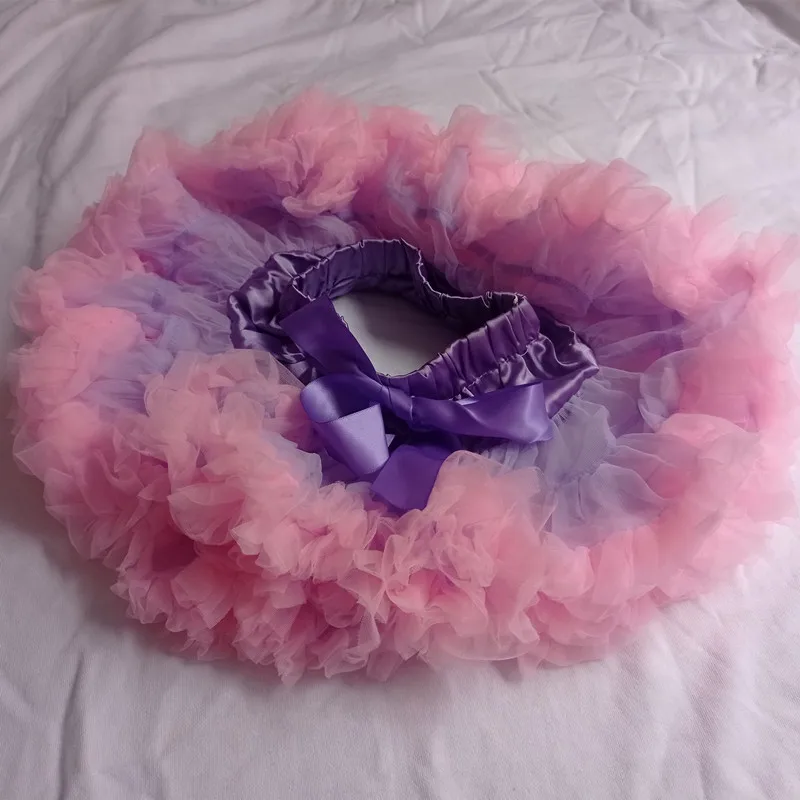 

Baby Petti Tutu Skirt Soft Tulle Skirt Suit for Birthday party Dance Toddler Girls Skirt light Purple with Pink Hem