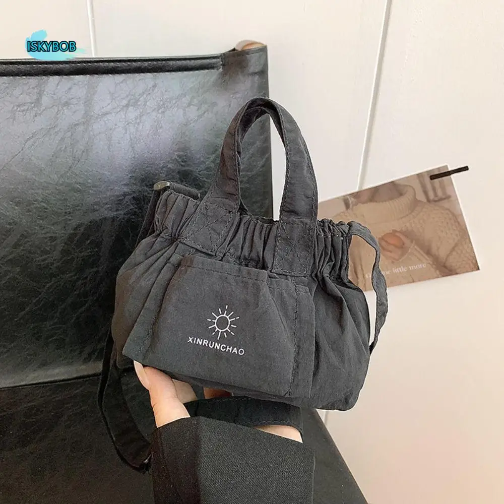 

Cute Korean Style Nylon Shoulder Bag Crossbody Bag Lightweight Canvas Messenger Bag Handbag Bucket Bag Dumpling Bag Women
