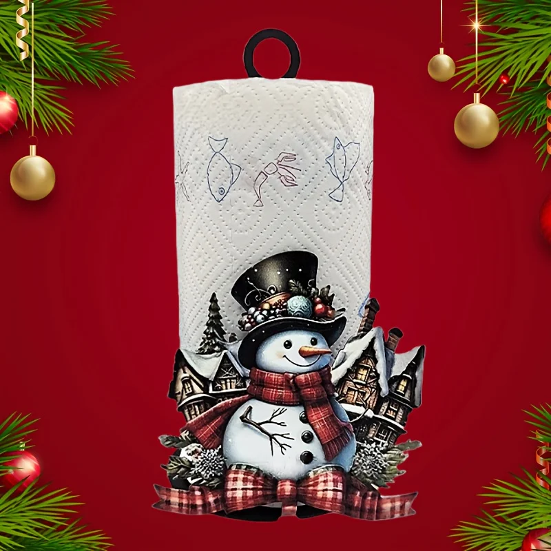 

Festive Snowman Christmas Napkin Holder Metal Towels Paper Rack Holiday Table Decor Party Supplies for Winter Theme