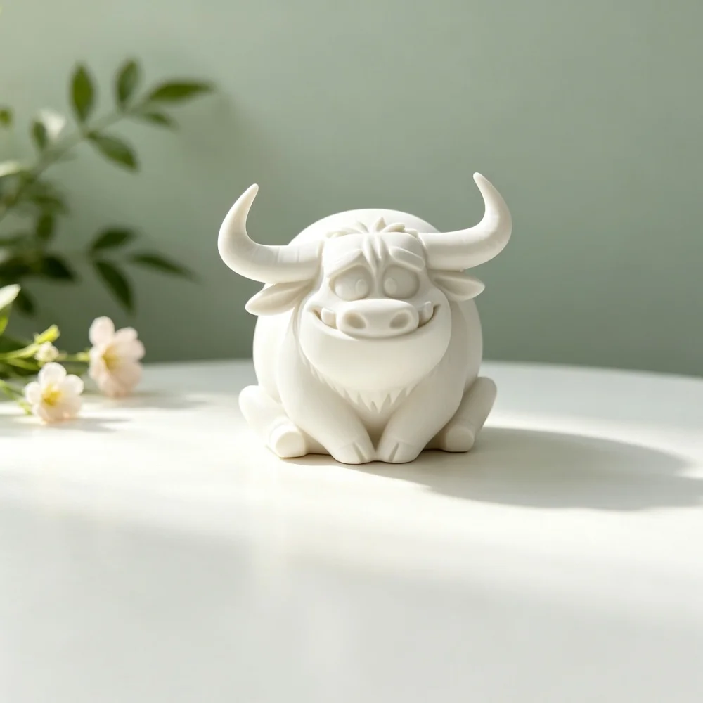 3D Printed Adorable Bovine Figure Great Gift For Farmhouse Style Lovers Animal Enthusiasts And Cute Room Accent Collectors