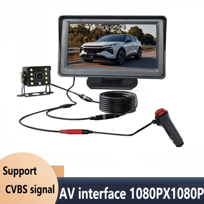 Simple Installation of 4.3-Inch 5-Inch Car Monitor Reversing Image Camera Forward-Looking Rear-Looking 12-24V Universal
