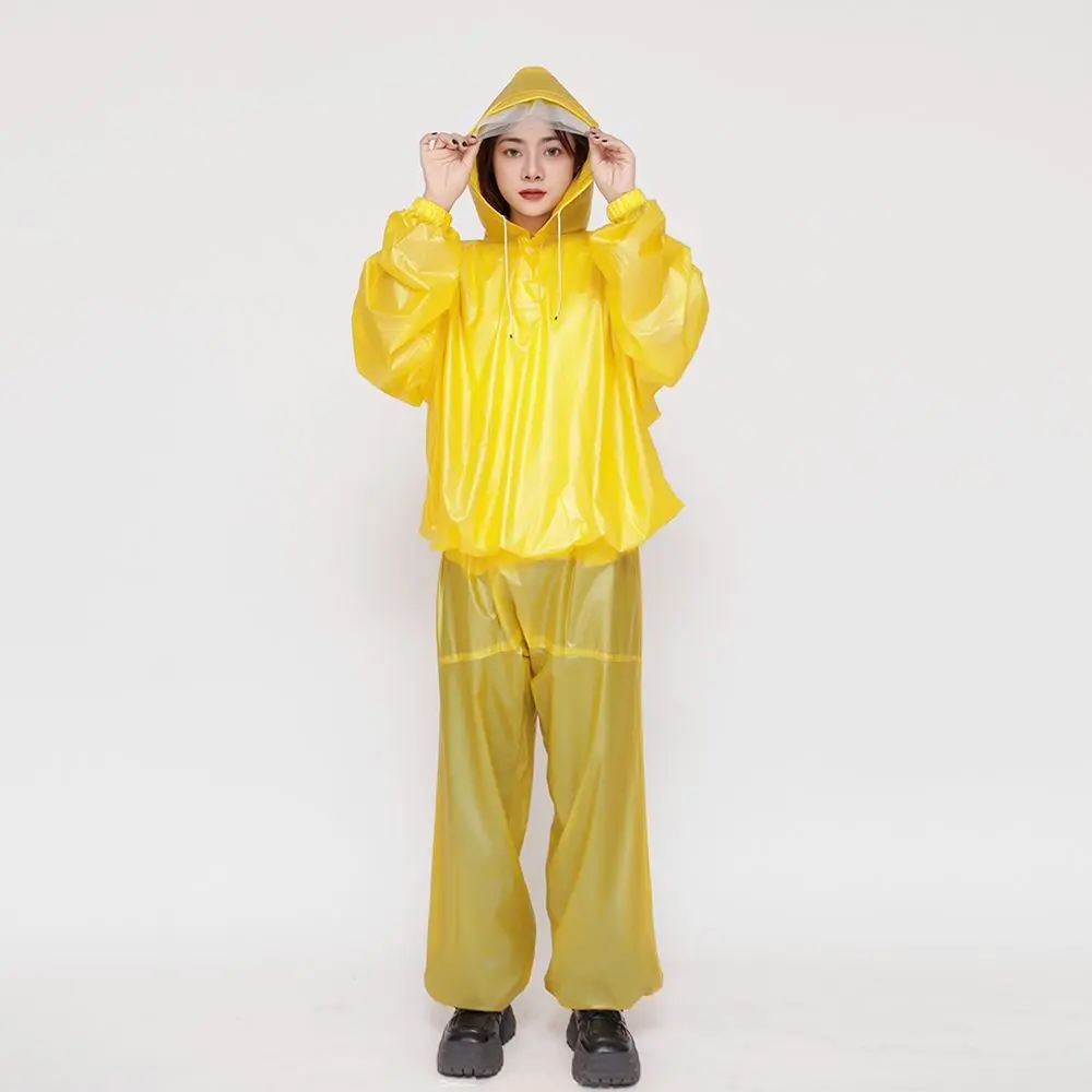

Новый ПВХ прозрачный пластиковый костюм с капюшоном и длинными рукавами пара водонепроницаемый мягкий гладкий плащ для взрослых пылезащитные пуловеры брюки