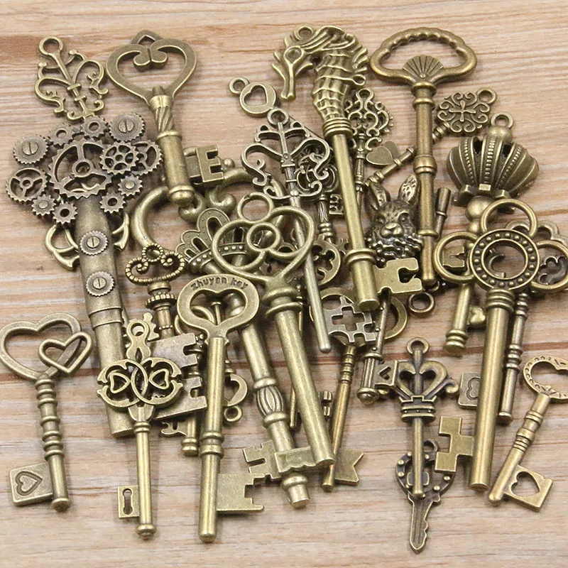 6 Color 30g Key Charms Bracelets Necklace Craft Metal Pendant For Handmade Jewelry Making DIY Supplies Wholesale