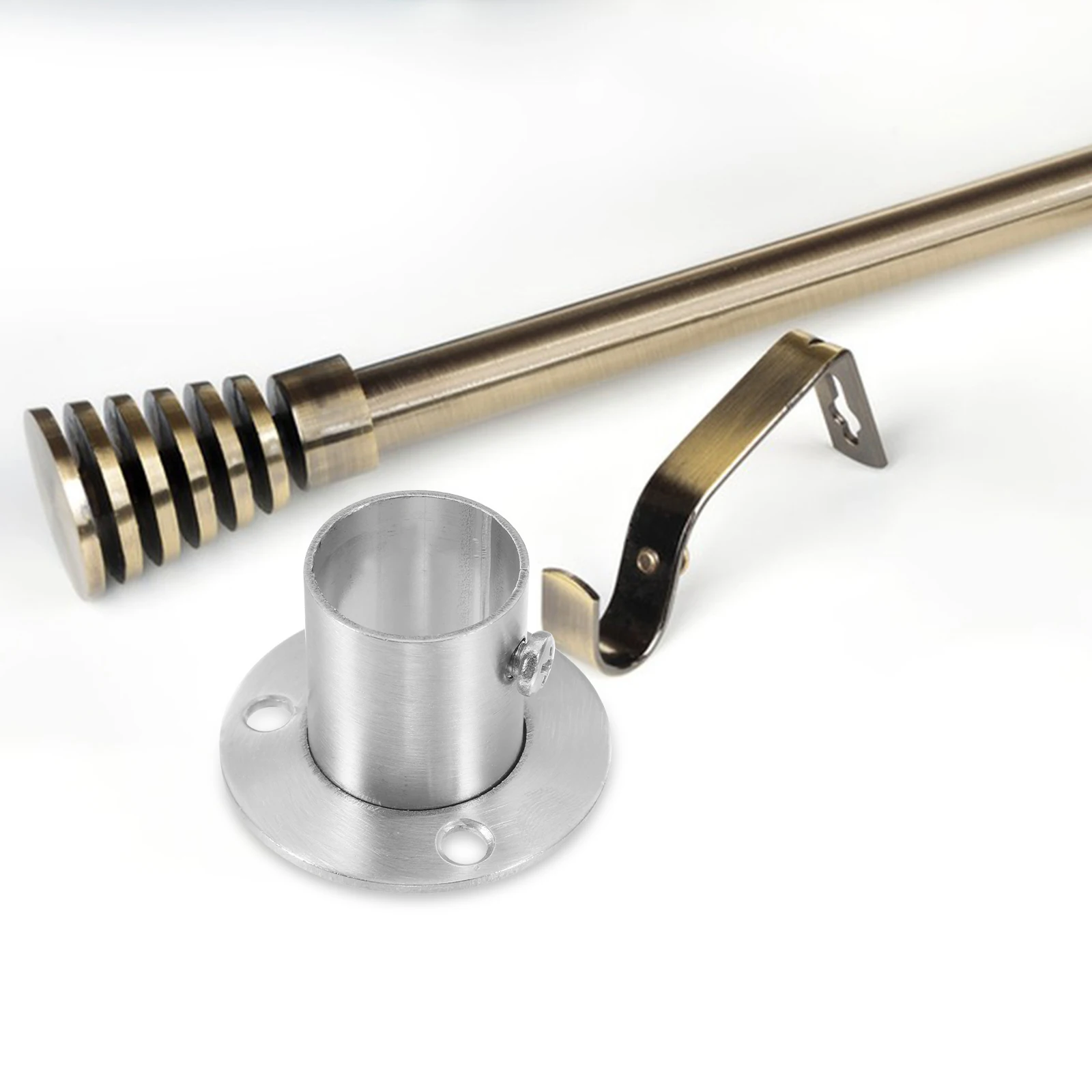 

6Pcs Stainless Steel High Foot Flange Base Closet Rod Support Bracket Shower Curtain Pole Holder Easy Install