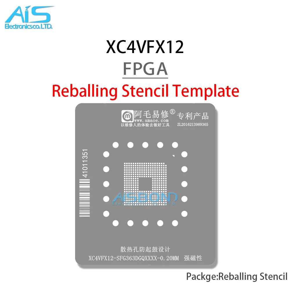 FPGA Reballing Stencil Template For XC4VFX12 XC4VLX15 XC4VLX25-10 11 12SFG363C 363I 10SF363I 11SF363C Positioning Plate Tin Net