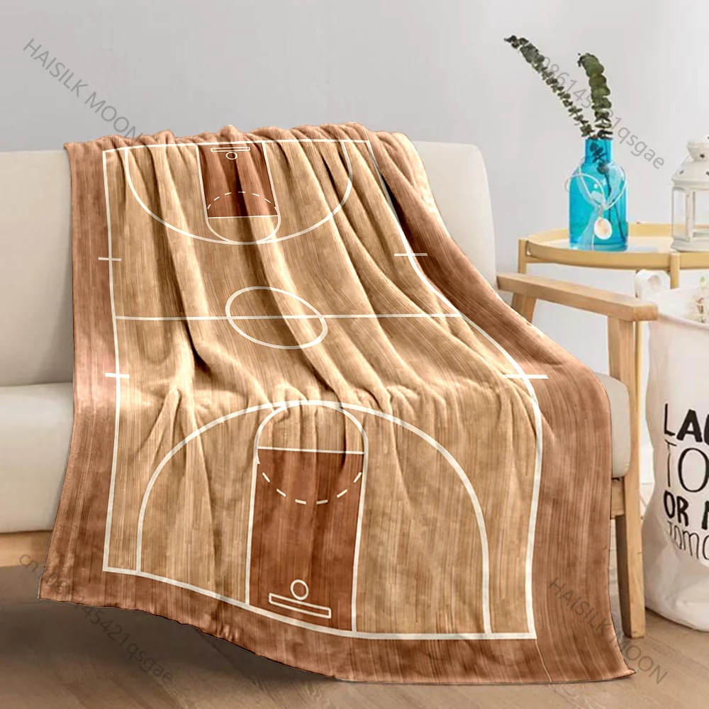 1PC Basketball court top view Print Blanket Warm Soft Fluffy Kids and Adult Sofa Bed Throw Blanket Outdoor Travel Camping RV