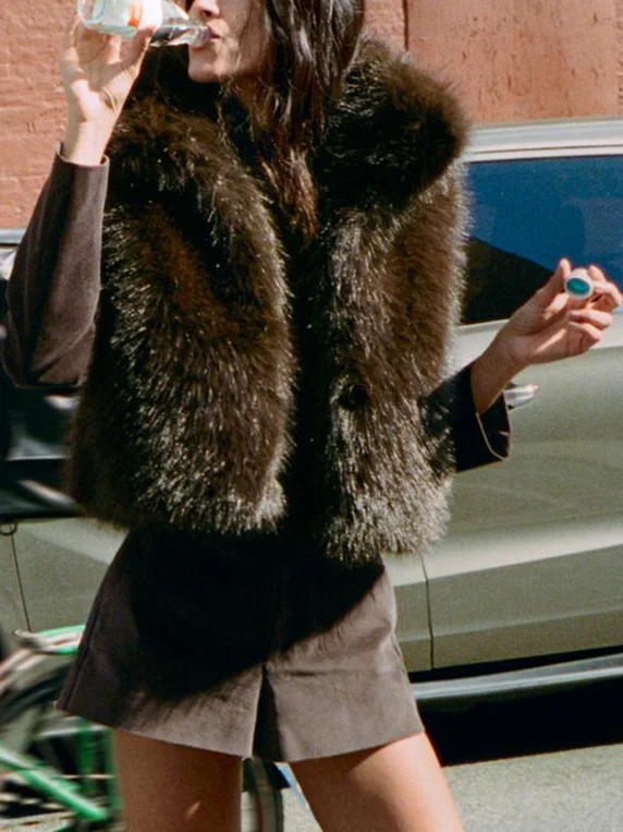 Faionable Artificial Fur Vest Women's Sle Autumn Winter New Arrival 255726 255727 255728 Ele Daily Wear Stand Fit