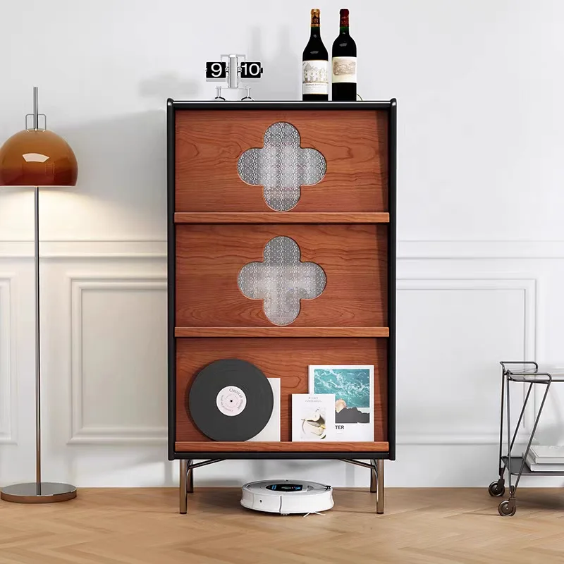 

All solid wood medieval four-leaf clover bucket cabinet French living room sofa side