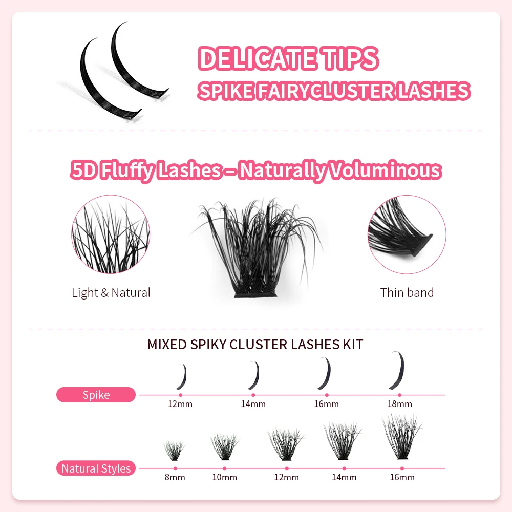 5D Volume Cluster Lashes Grafting Curl D False Eyelashes Extension Eye Beauty Makeup Tools