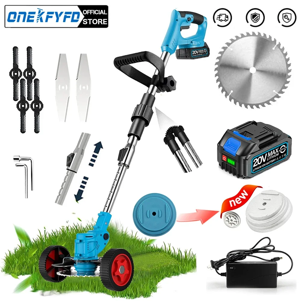 ONEKFYFD Electric Lawn Mower Cordless Grass Trimmer Length Adjustable Cutter Household Garden Tool Compatible Makita 18V Battery