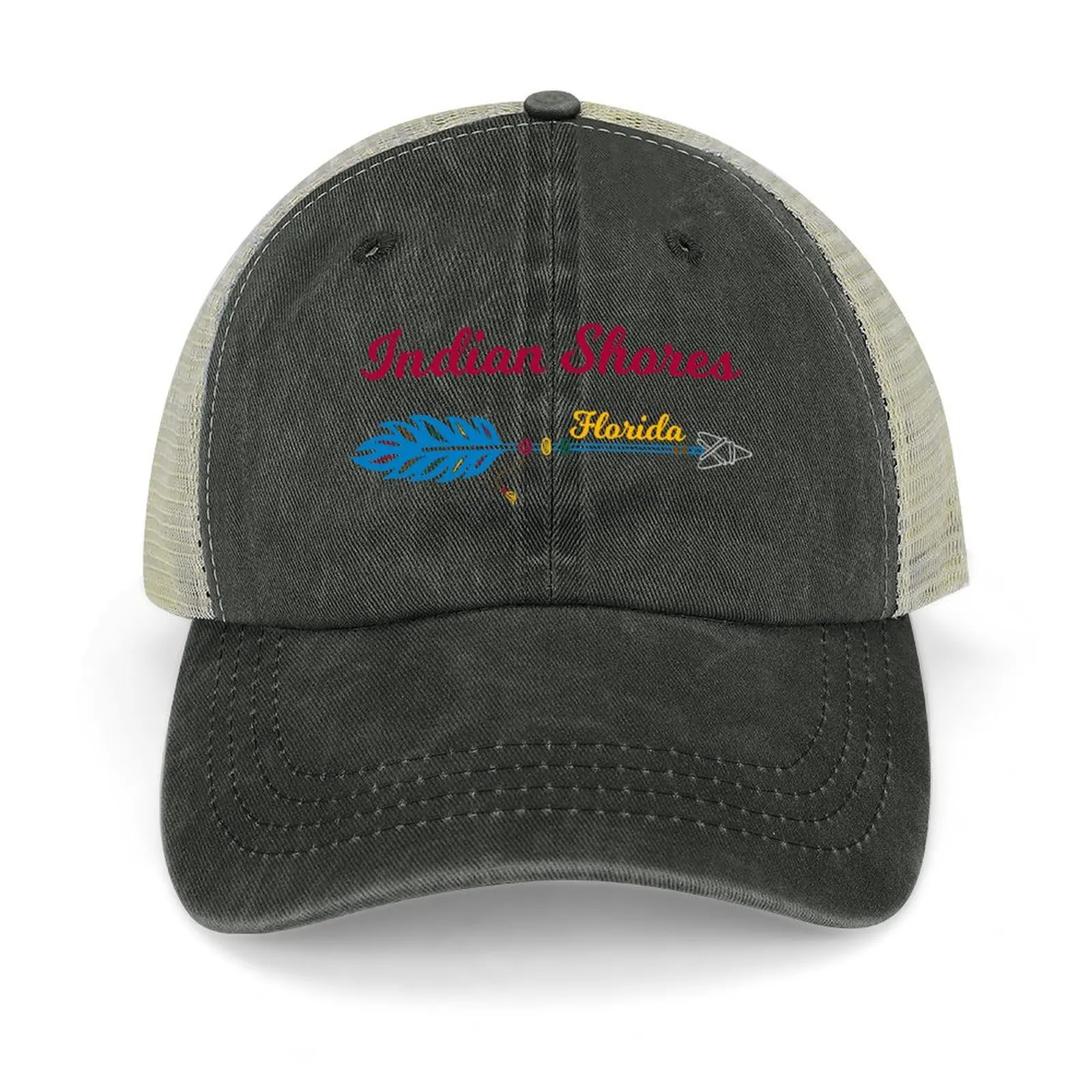 

Indian Shores Florida Featuring Arrow with Feather Baseball Cap Mountaineering custom caps Anime Hat Mens Caps Women's