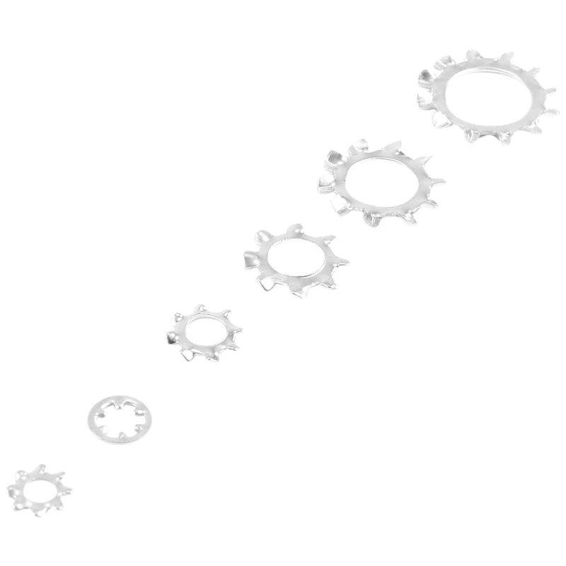 720-pcs [6-Size] Metalen Interne Tand Ster Lock Ringen Assortiment Ringen Ringen Assortiment Set Maat Inbegrepen: M3 M5 M6 M8 M10