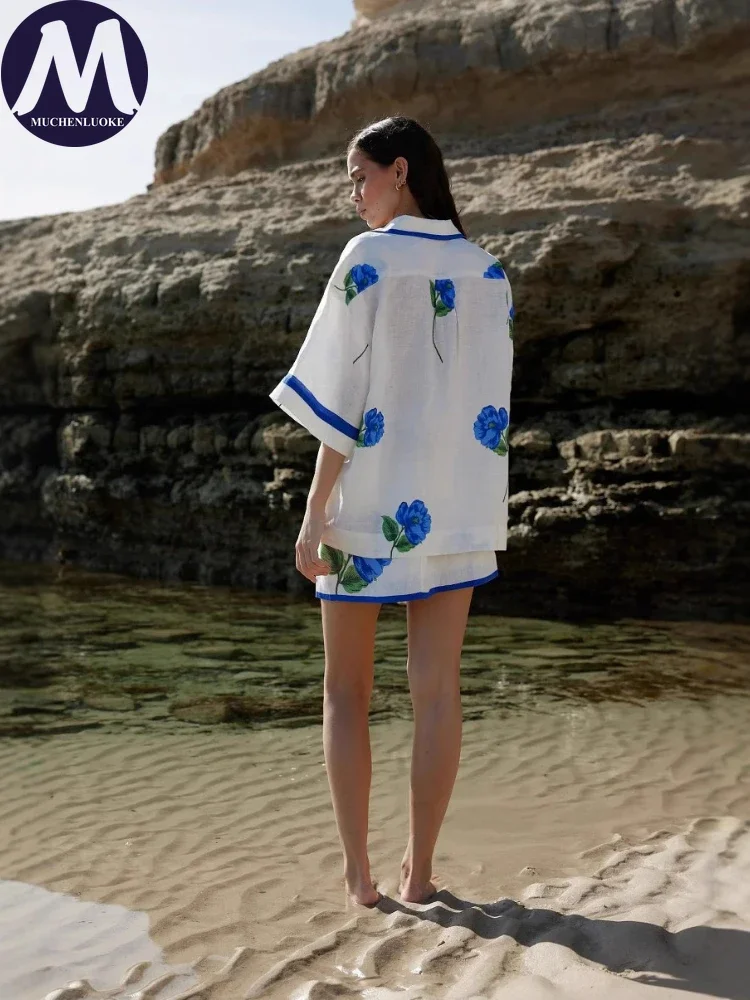 2 قطعة مجموعات امرأة الزي الصيف جديد طباعة نصف كم التلبيب قميص فضفاض بلايز الدعاوى موضة عادية الورك المعانقة تنورة صغيرة مجموعة