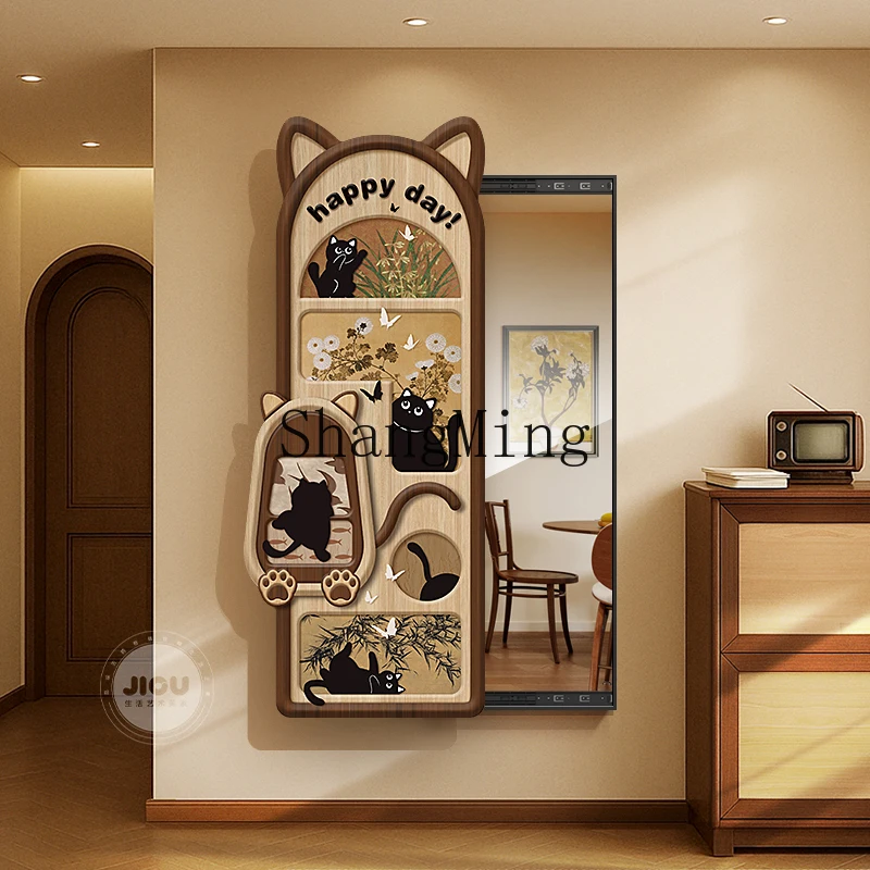 

LXY medieval style entrance decorative painting sliding full-length mirror bedroom hidden full-length mirror