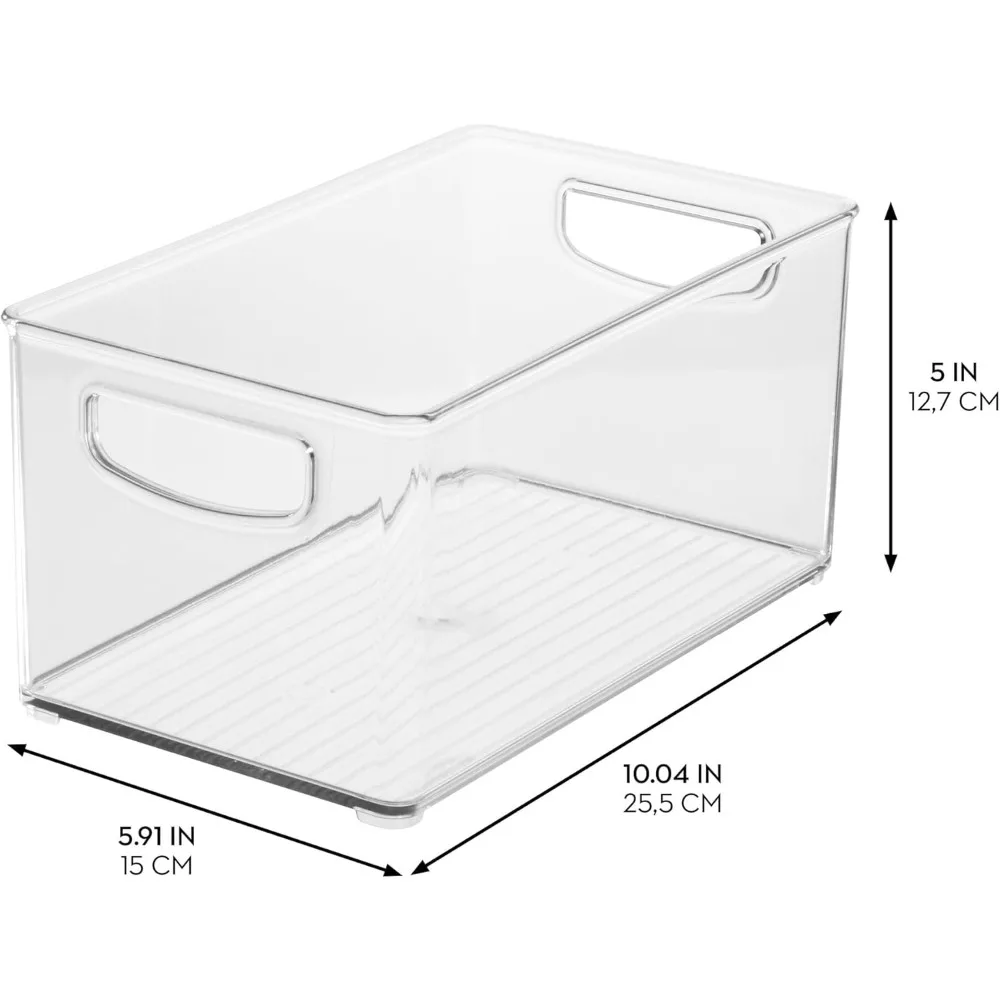 idesign stackable pantry bin with handles - organizer bin for fridge, or freezer, clear, made in usa