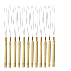 12 Pcs Micro anelli anello strumento infila tirare ago utilizzato con pinze per capelli e perline per strumenti di estensione della piuma dei capelli umani