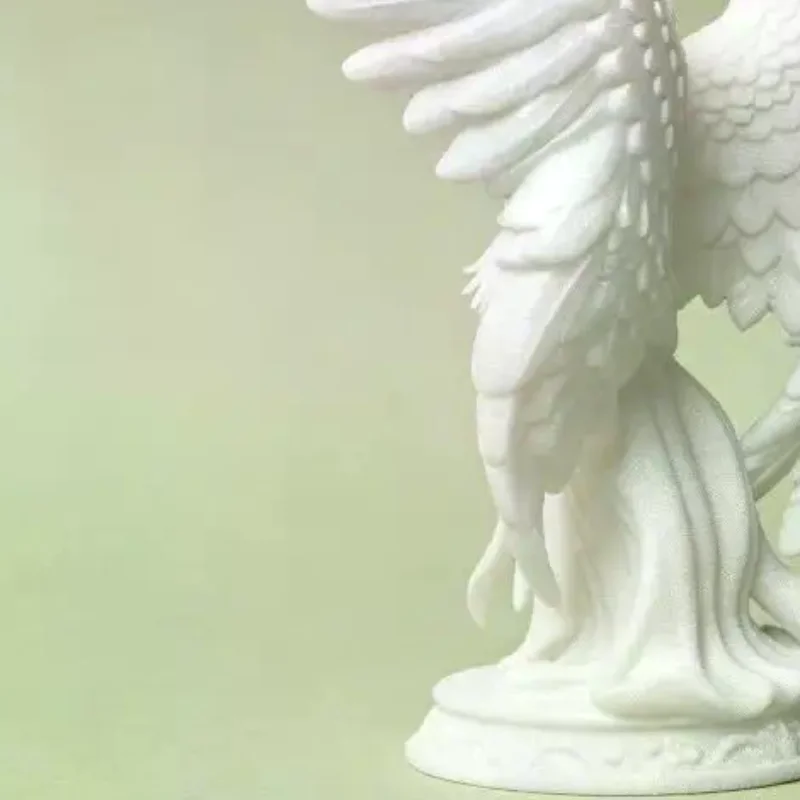 3D Printing White Angel Statue With Intricate Feather Wings For Home Decor Shelf Display Spiritual Gifts