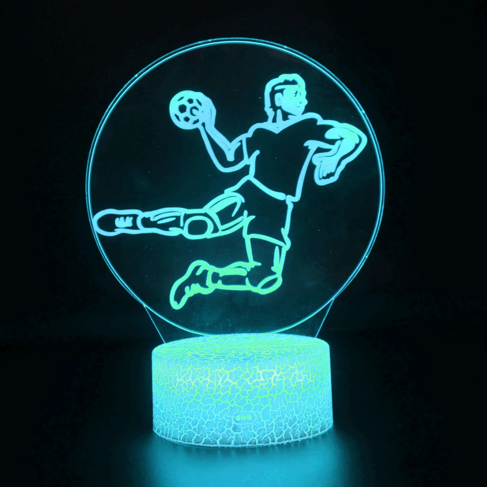 Handball 3D Night Light Lamp 7 Colors Changing Decorative Optical Illusion LED Table Lamp Birthday Christmas Gift for Kids Boys