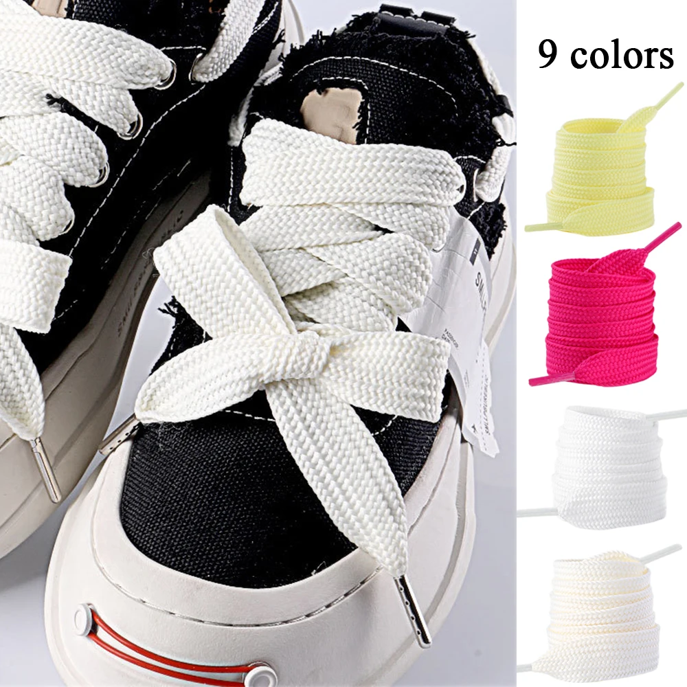 130cm Solid Color Shoelaces 2cm Wider Flat Shoelaces 1Pair Replace Canvas Sneakers Rope Big Shoe Laces Accessories Wholesale